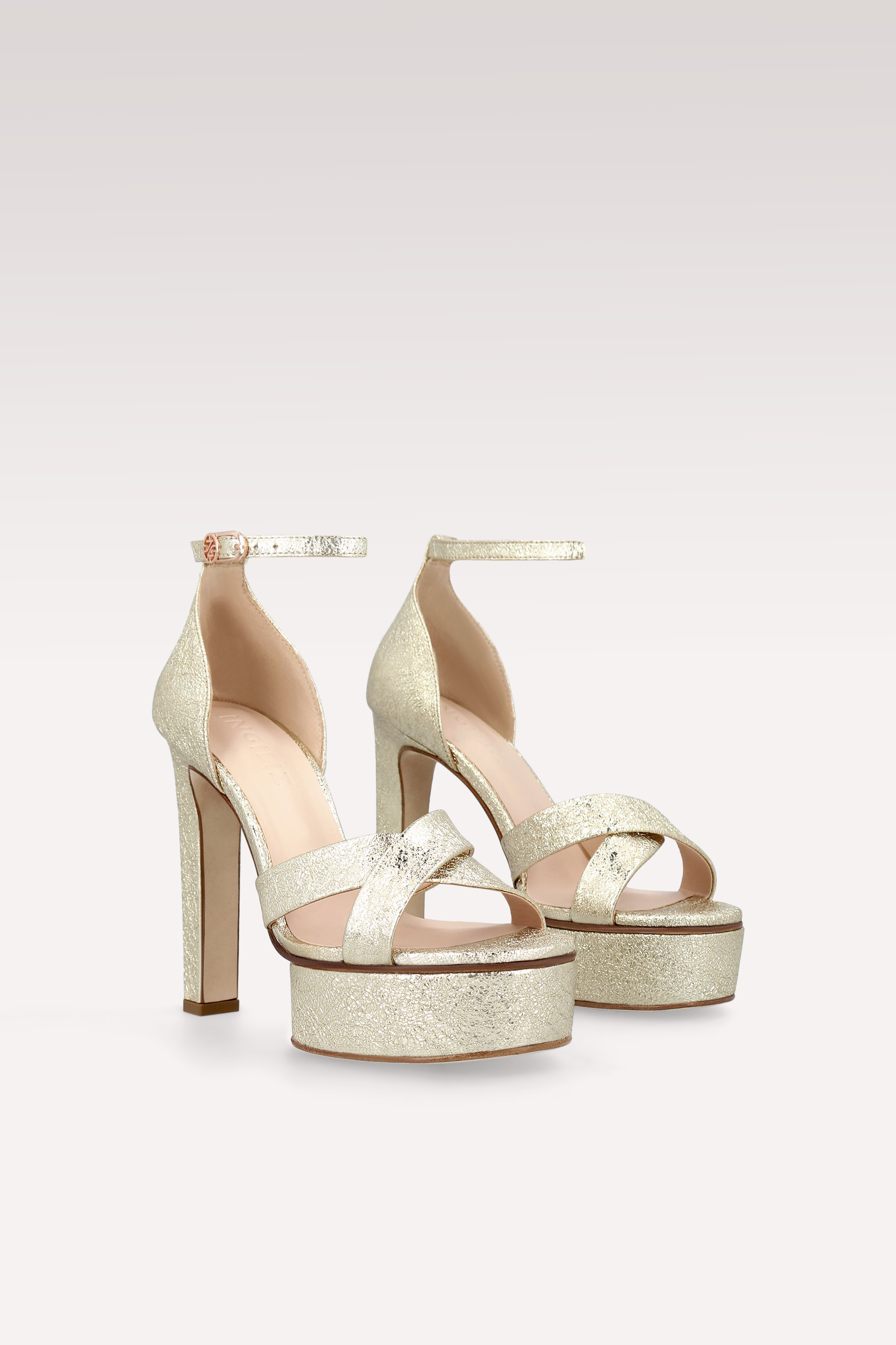 PATTY 03 GOLD METALLIC LEATHER PLATFORM SANDALS
