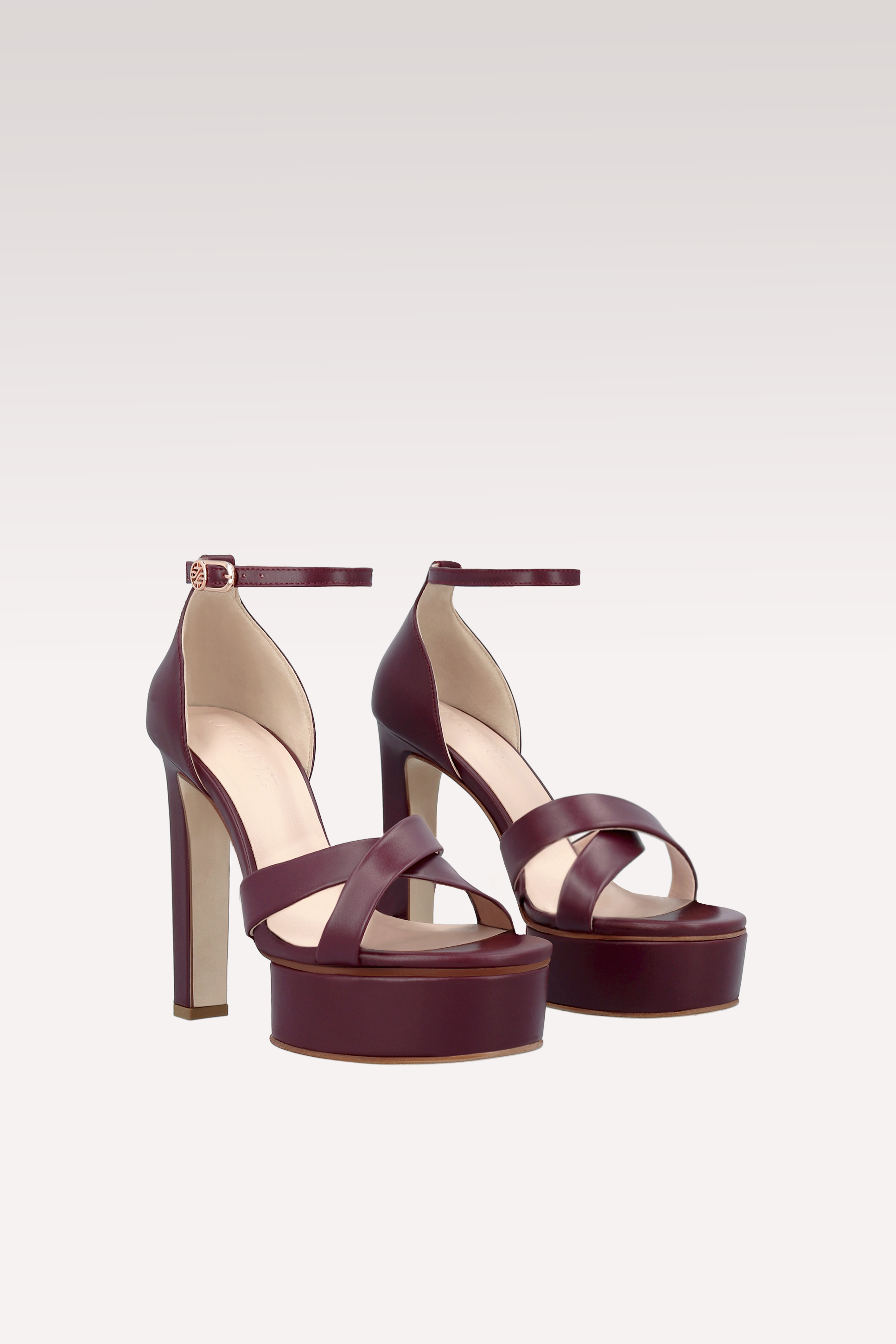 PATTY BORDEAUX LEATHER PLATFORM SANDALS