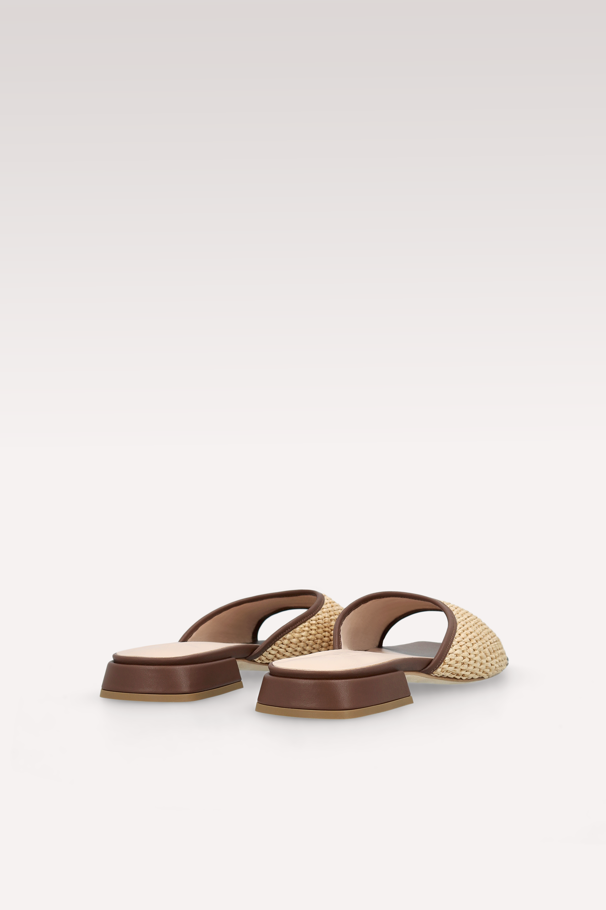 REYA CHOCOLATE BROWN LEATHER AND
RAFFIA MULE