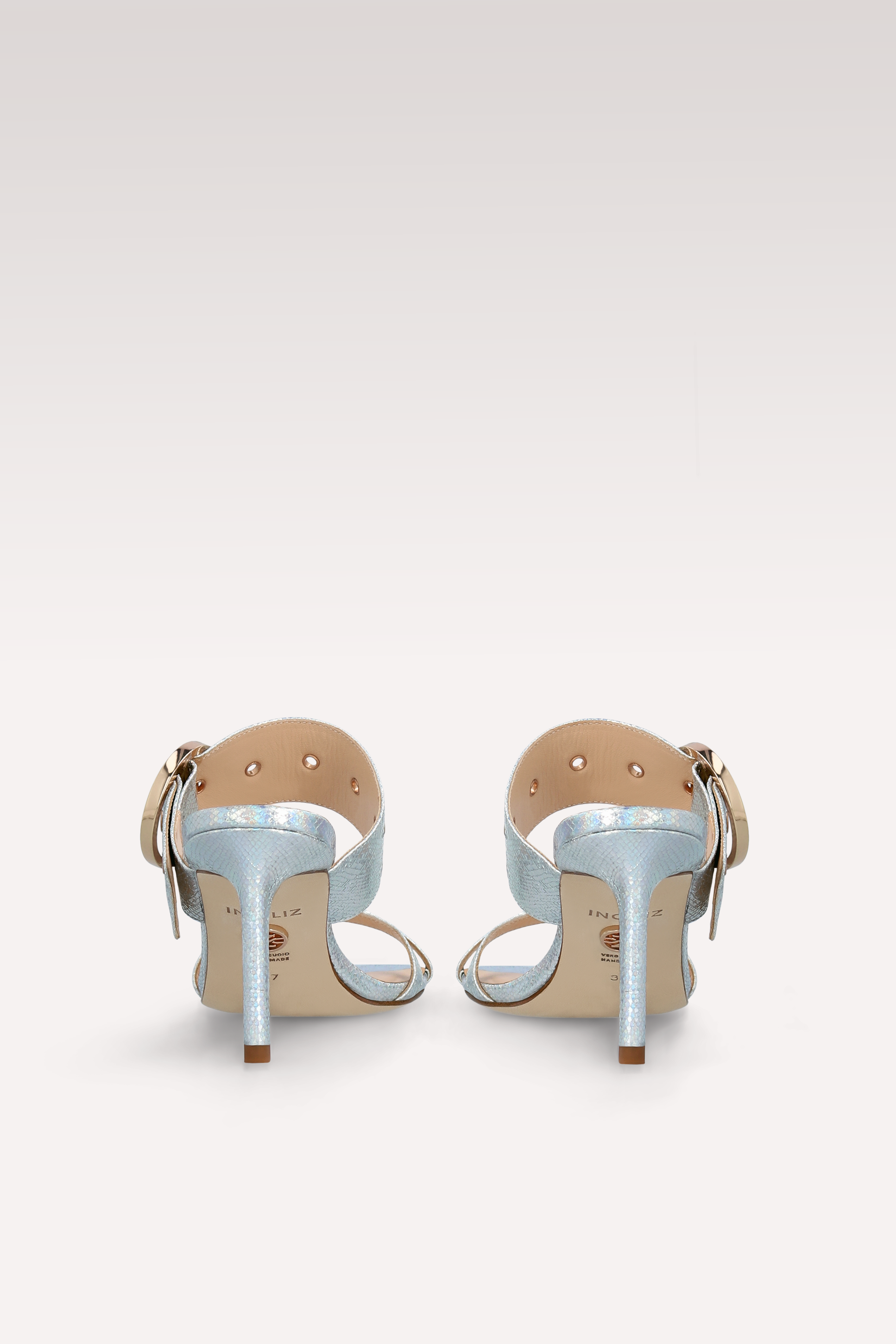 MULES IN PELLE GOFFRATA ARGENTO ARIANA