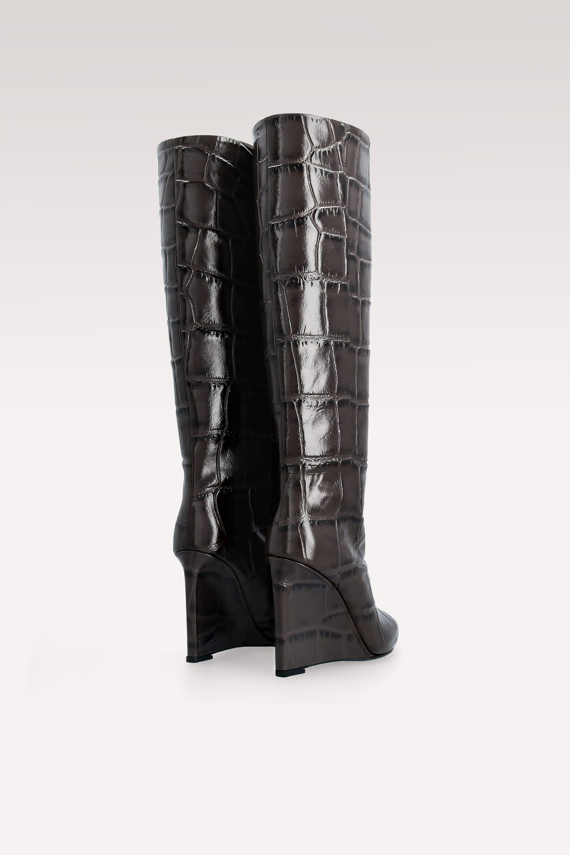 ZEUDI 02 BROWN COCCO EMBOSSED LEATHER BOOTS AND DALIA SHOULDER BAG