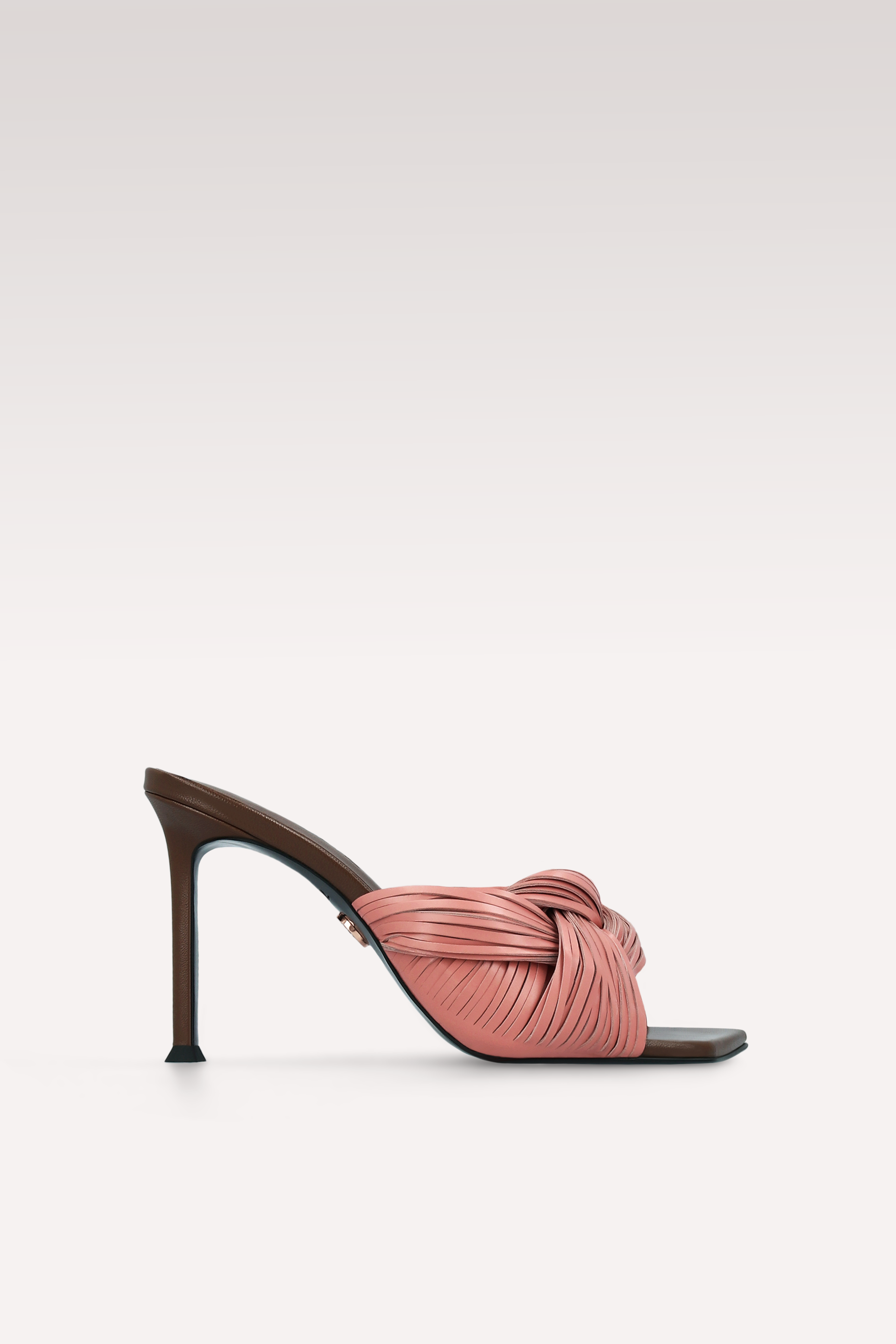 PENELOPE DUSTY ROSE PINK AND DARK BROWN LEATHER MULES