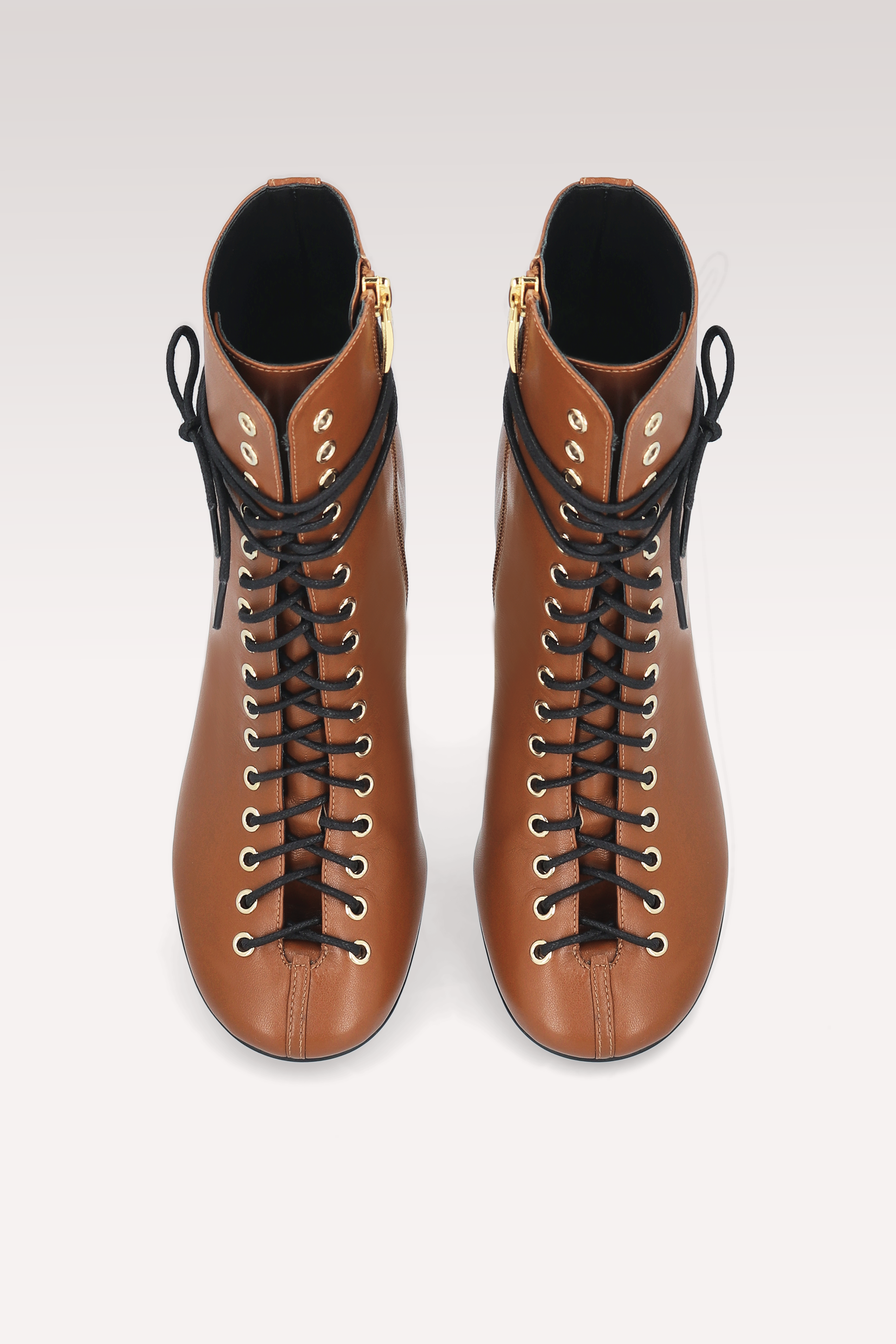 STIVALETTI IN PELLE NAPPA MARRONE ZOE