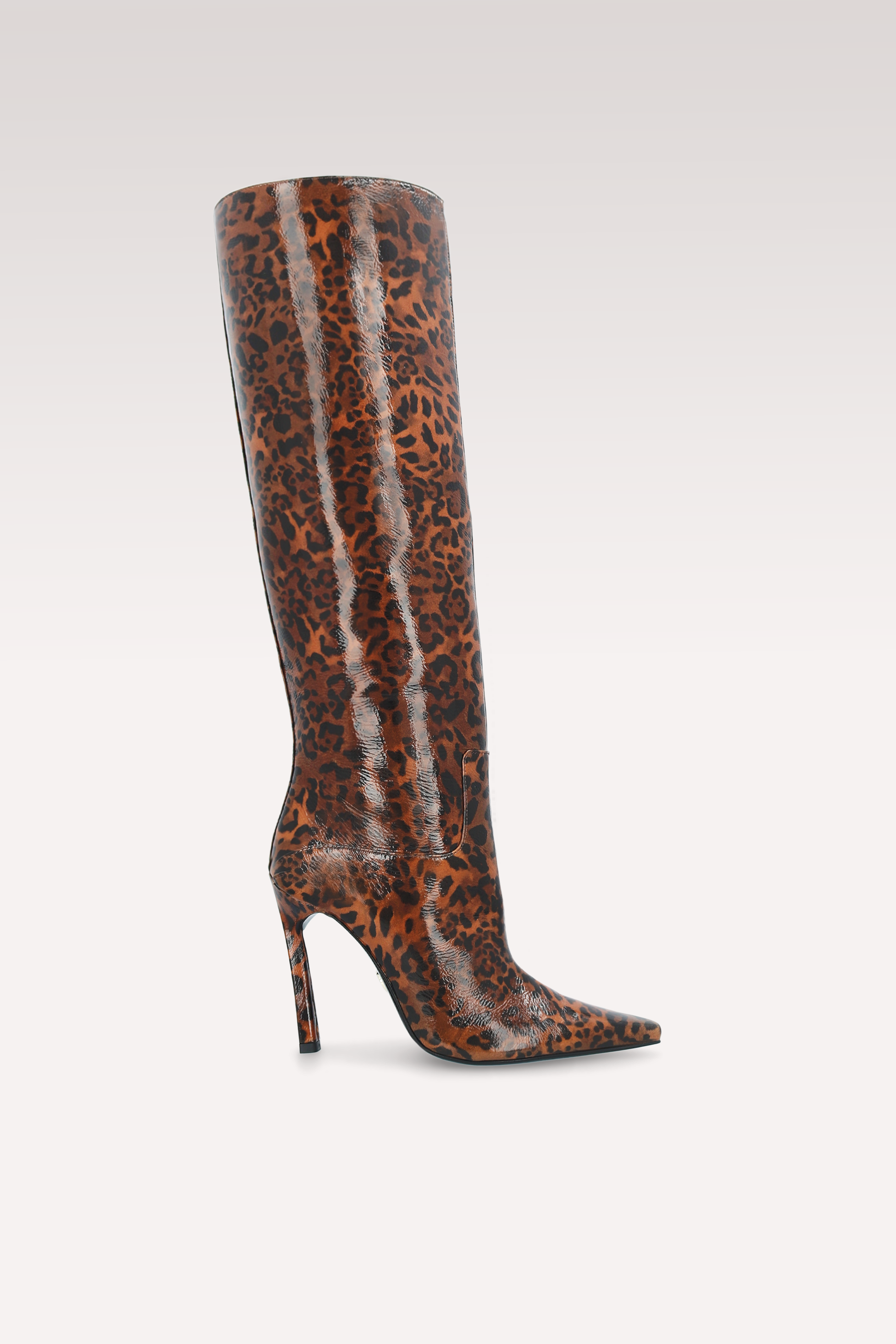 STIVALI NATALIE BROWN IN PELLE CON STAMPA LEOPARDATA