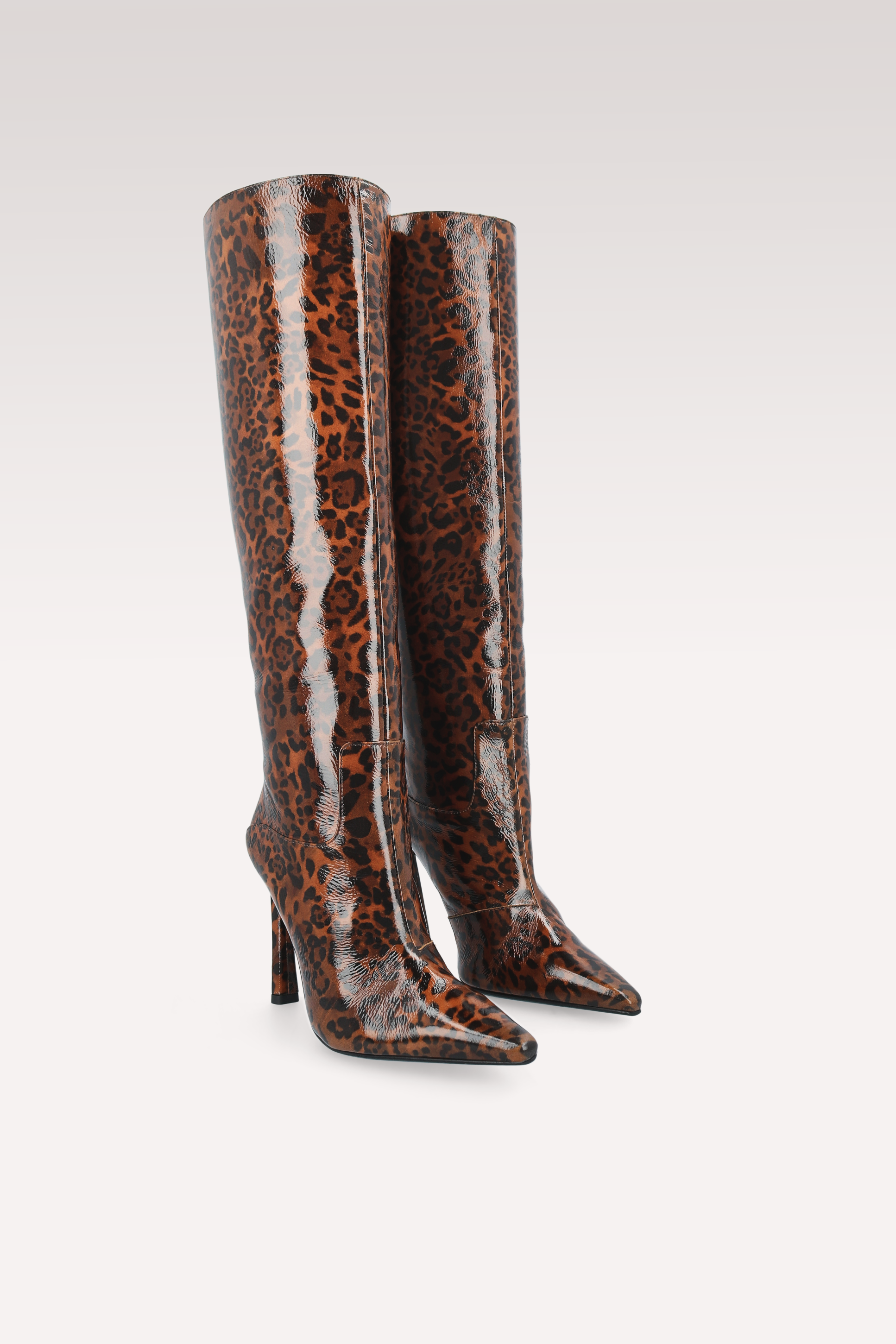 STIVALI NATALIE BROWN IN PELLE CON STAMPA LEOPARDATA