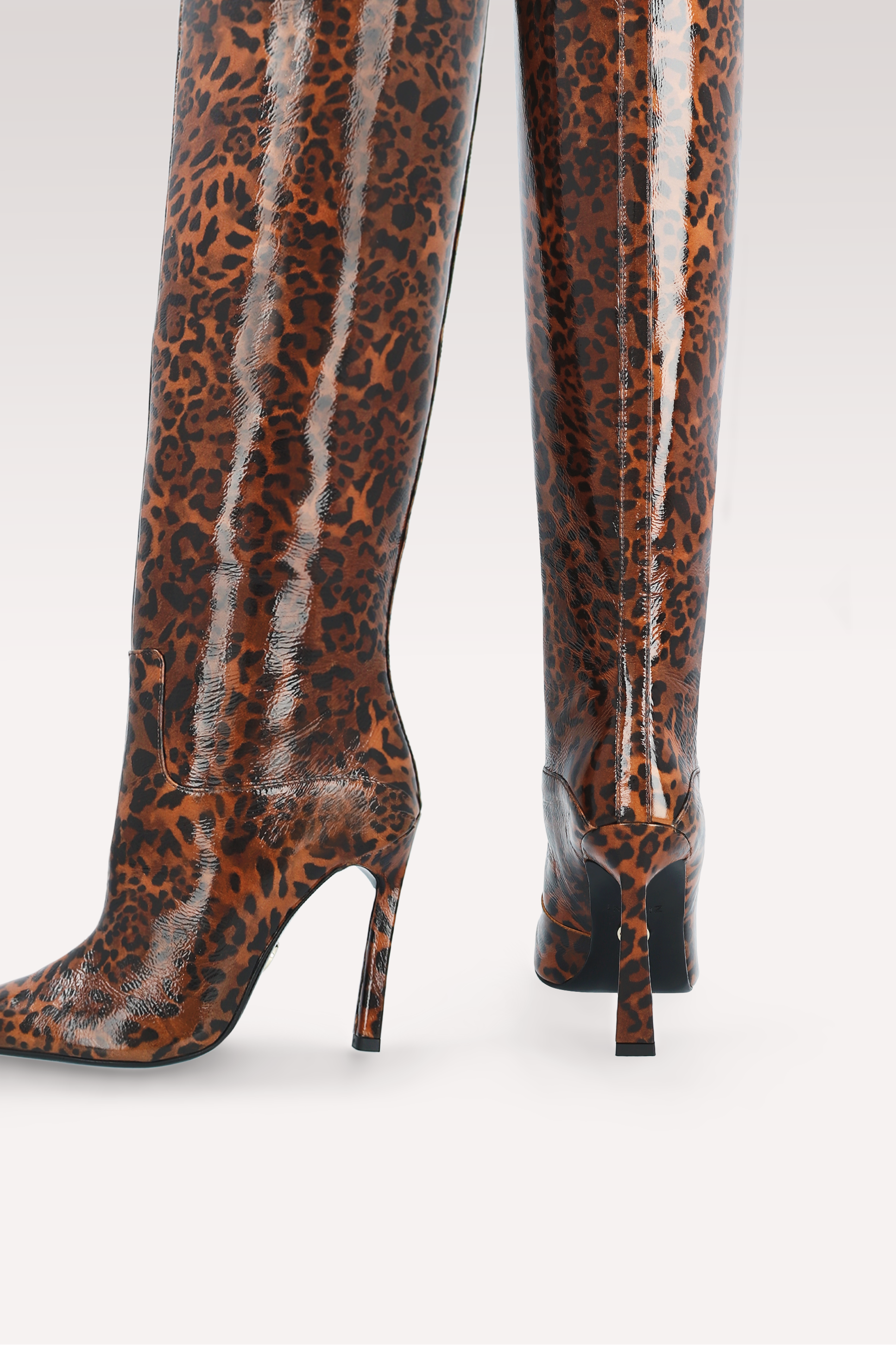 STIVALI NATALIE BROWN IN PELLE CON STAMPA LEOPARDATA