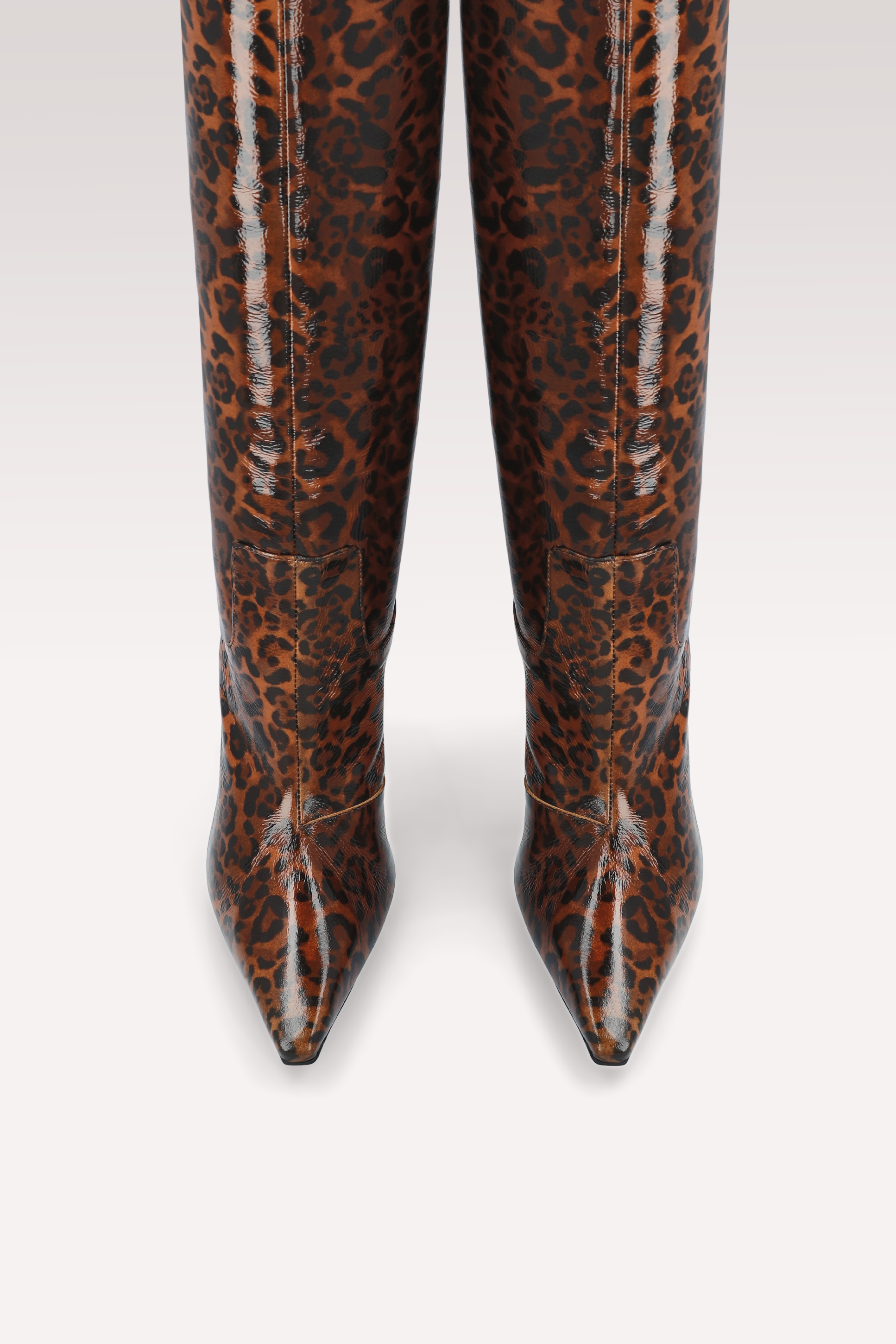 STIVALI NATALIE BROWN IN PELLE CON STAMPA LEOPARDATA