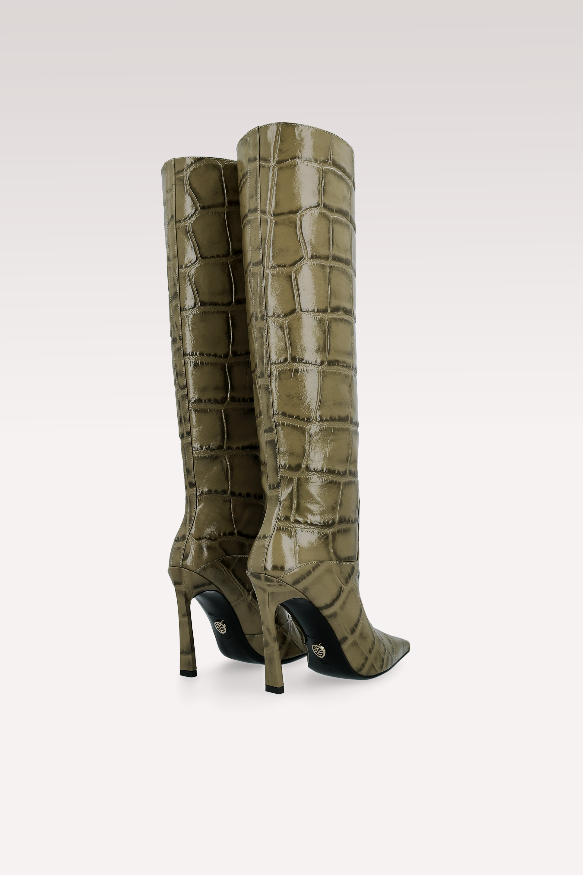 STIVALI NATALIE OLIVE IN PELLE STAMPATA COCCO