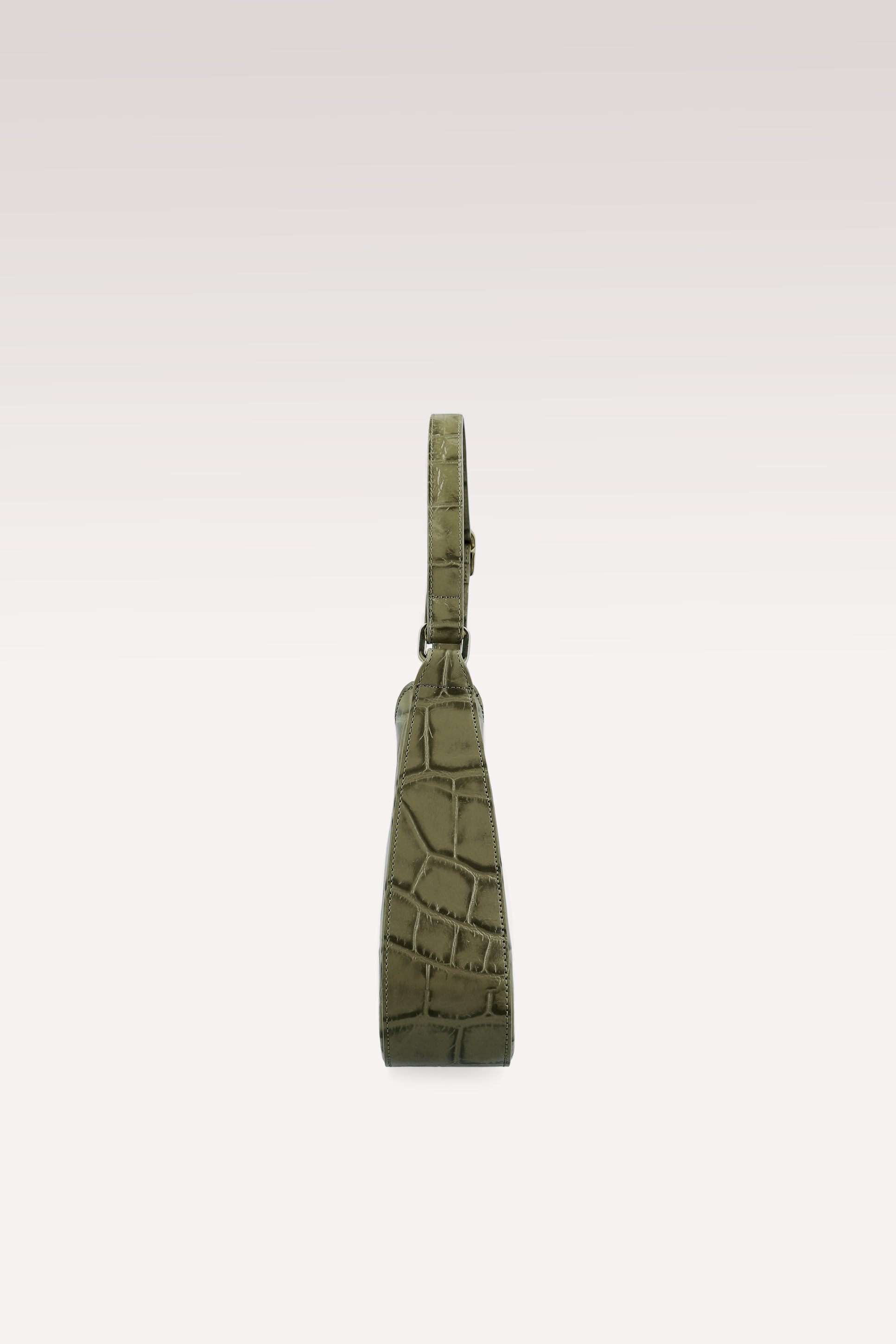 DALIA OLIVE COCCO EMBOSSED LEATHER SHOULDER BAG
