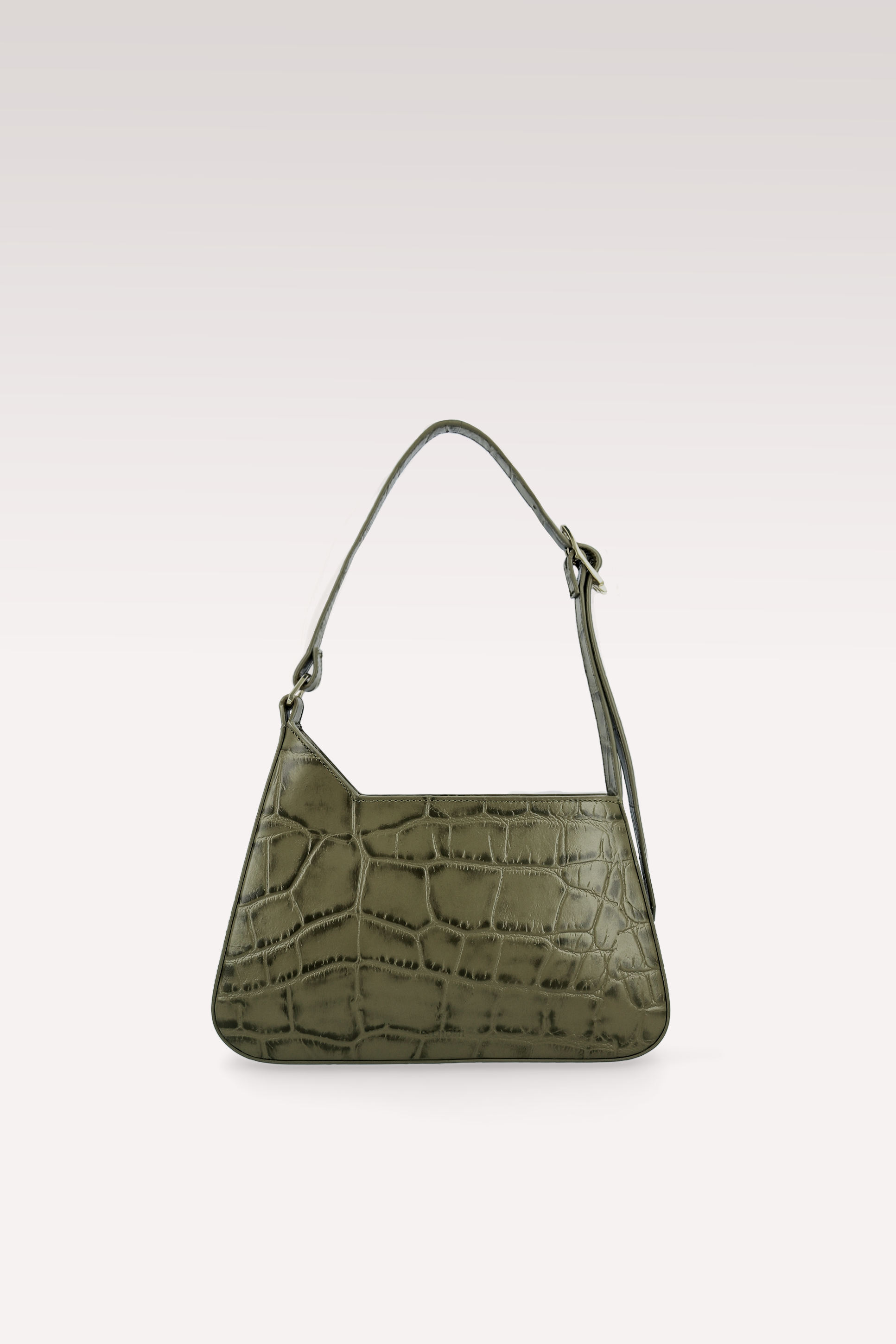 DALIA OLIVE COCCO EMBOSSED LEATHER SHOULDER BAG