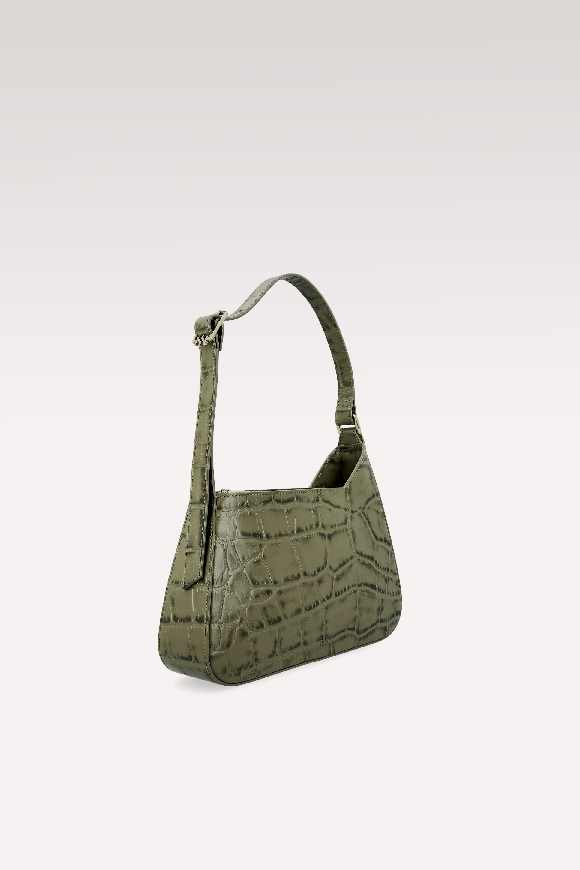 DALIA OLIVE COCCO EMBOSSED LEATHER SHOULDER BAG