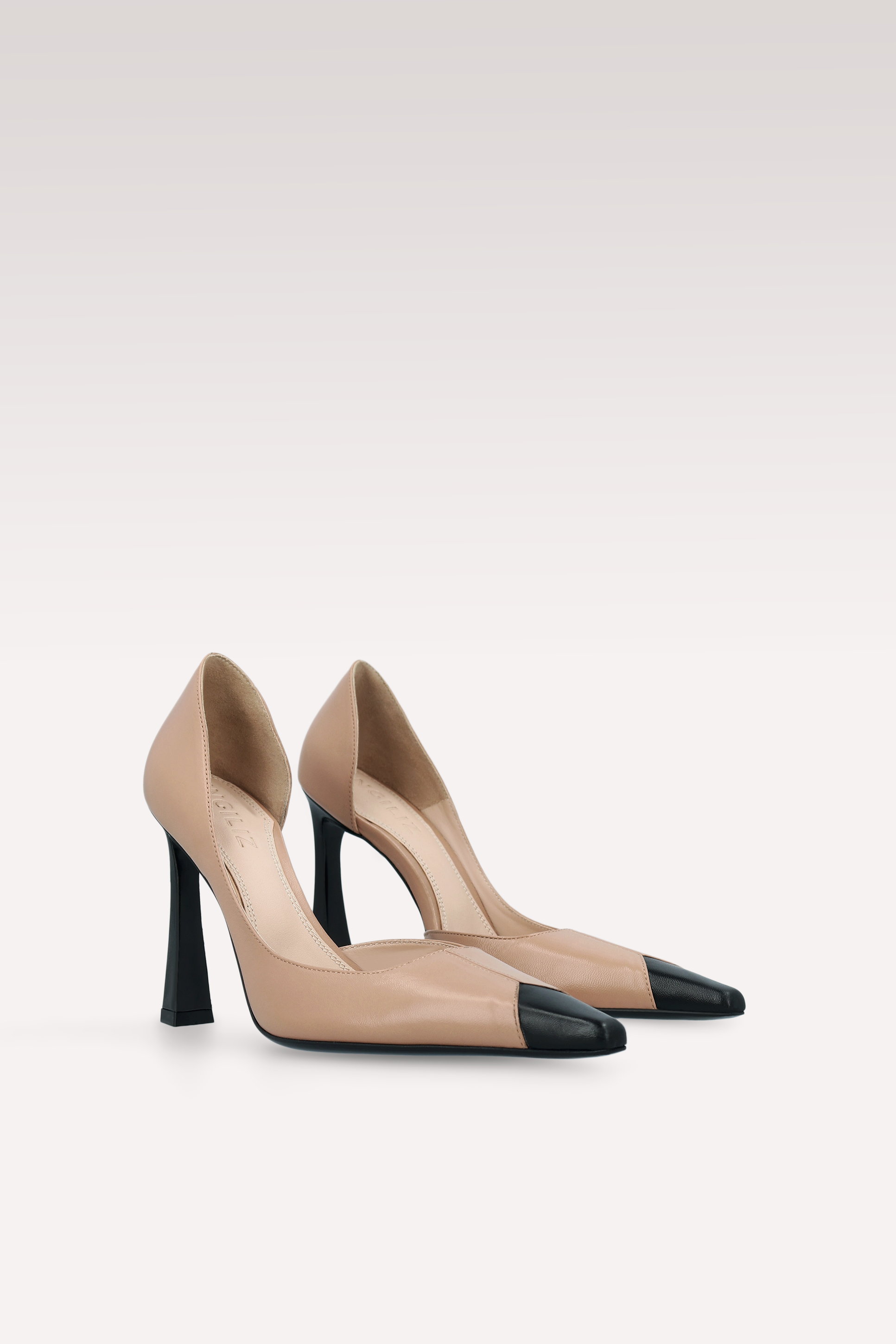 VESPER MOCHA MOUSSE AND BLACK LEATHER PUMPS