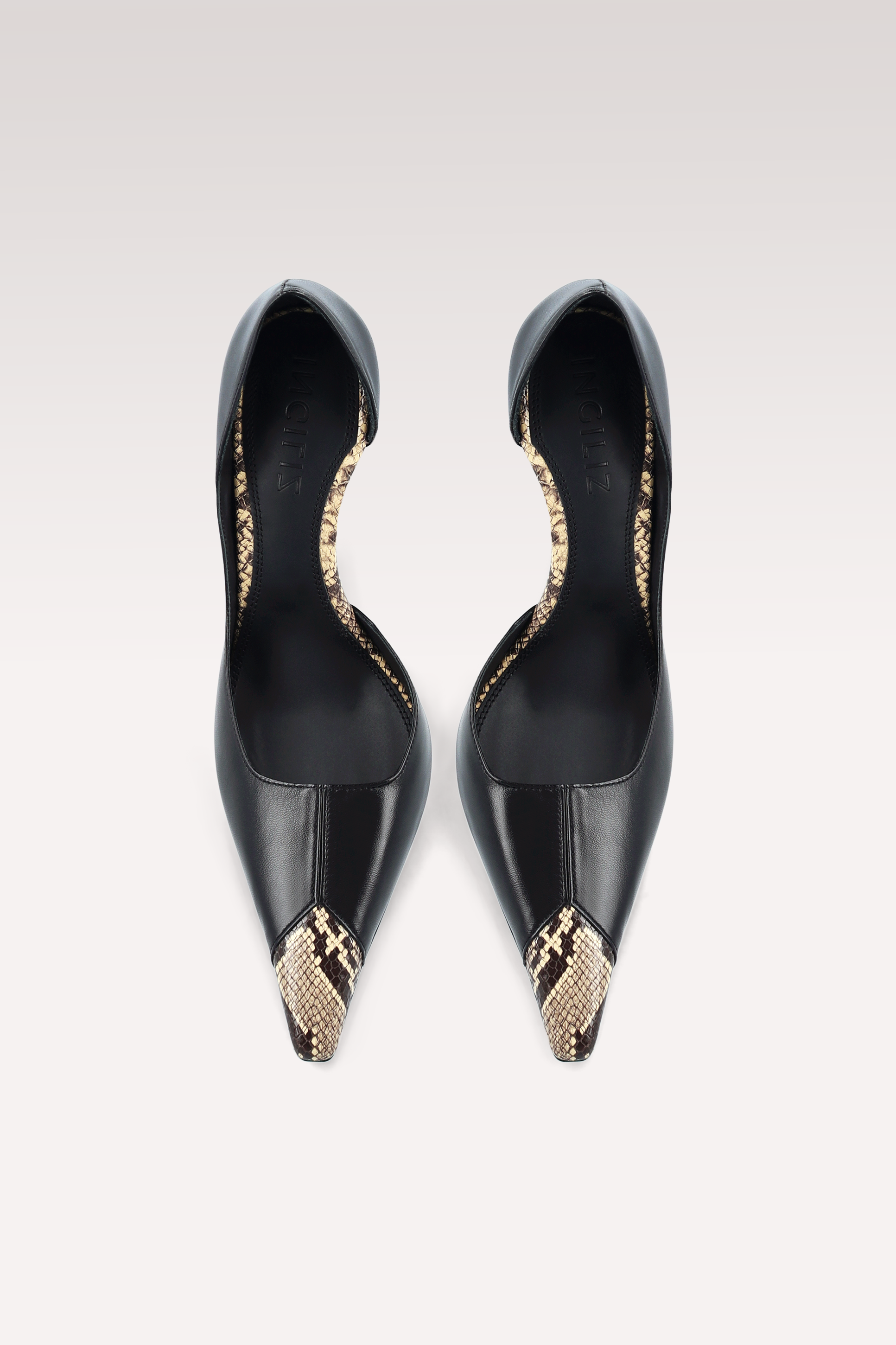 VESPER PYTHON PRINT AND BLACK LEATHER PUMPS