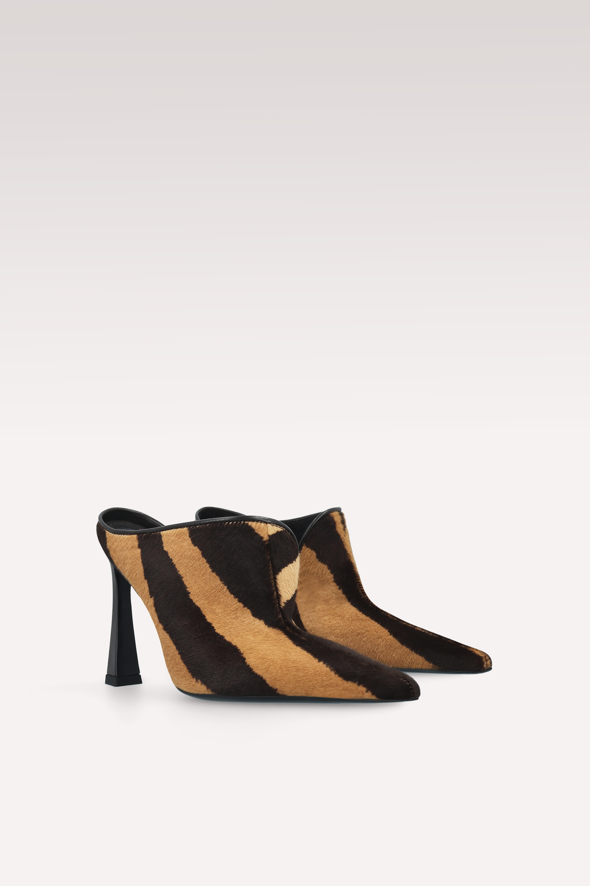 VALE BROWN MULES IN PELLE DI VITELLO STAMPATO TIGRE