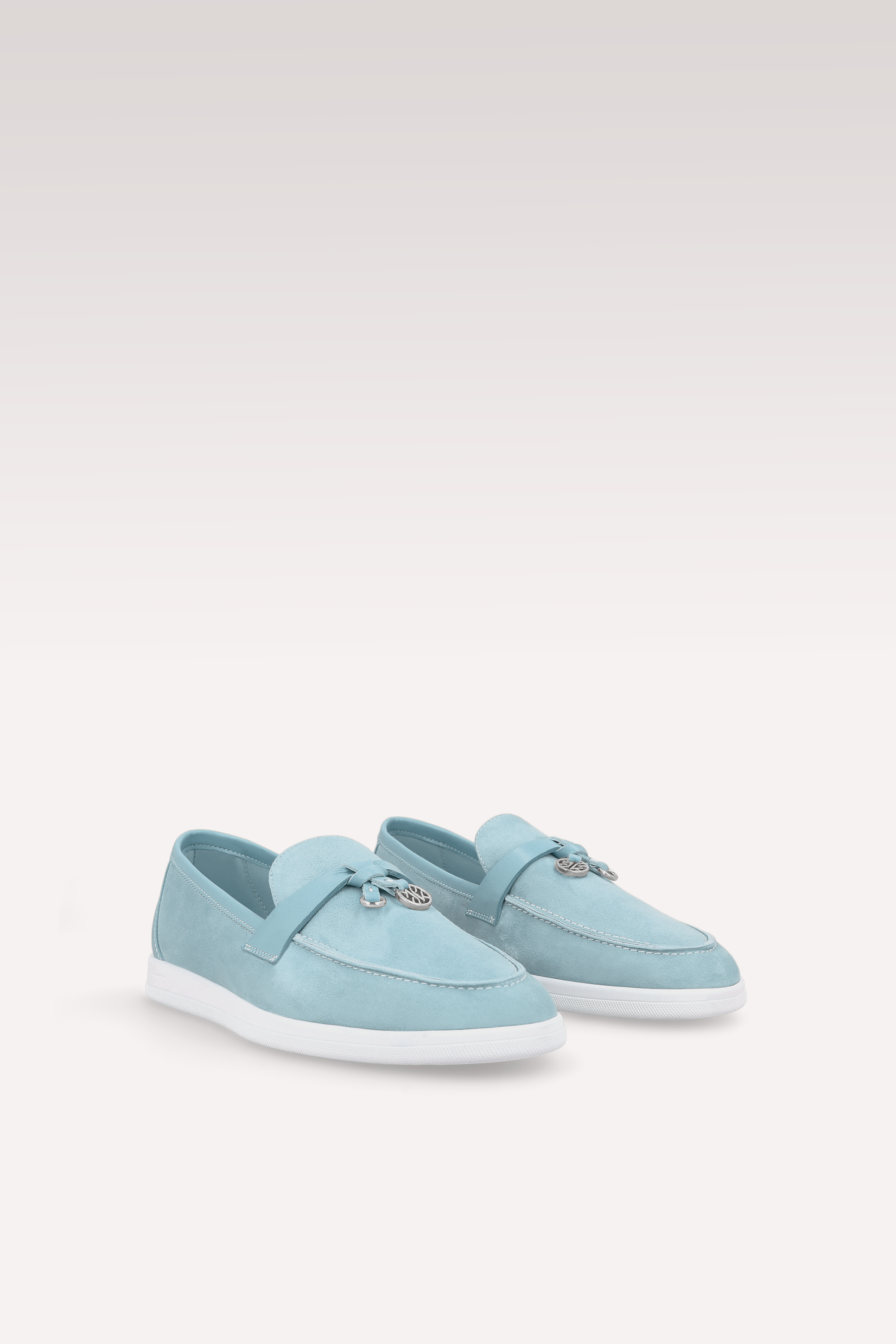 PRIVE SKY BLUE SUEDE AND LEATHER LOAFERS