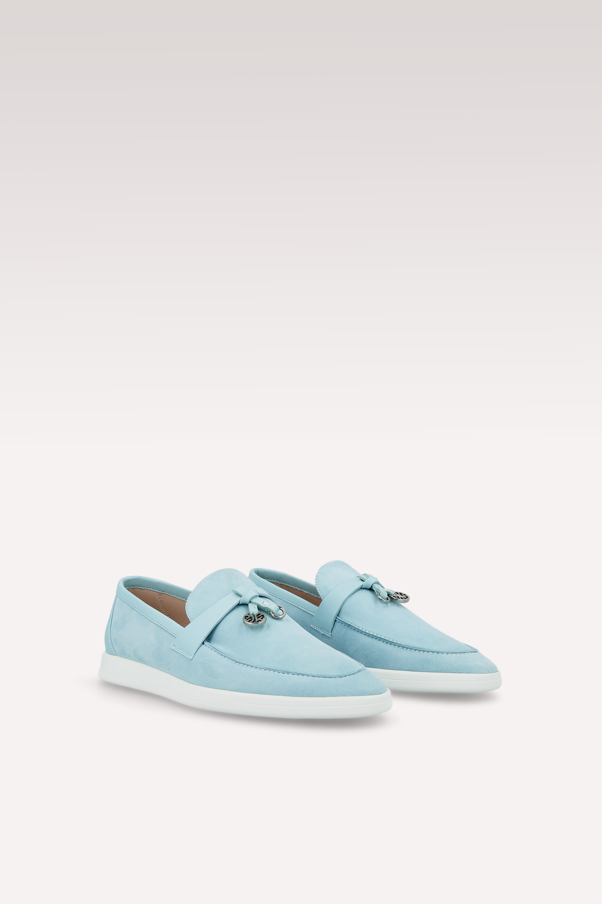 PRIVE SKY BLUE SUEDE AND LEATHER LOAFERS