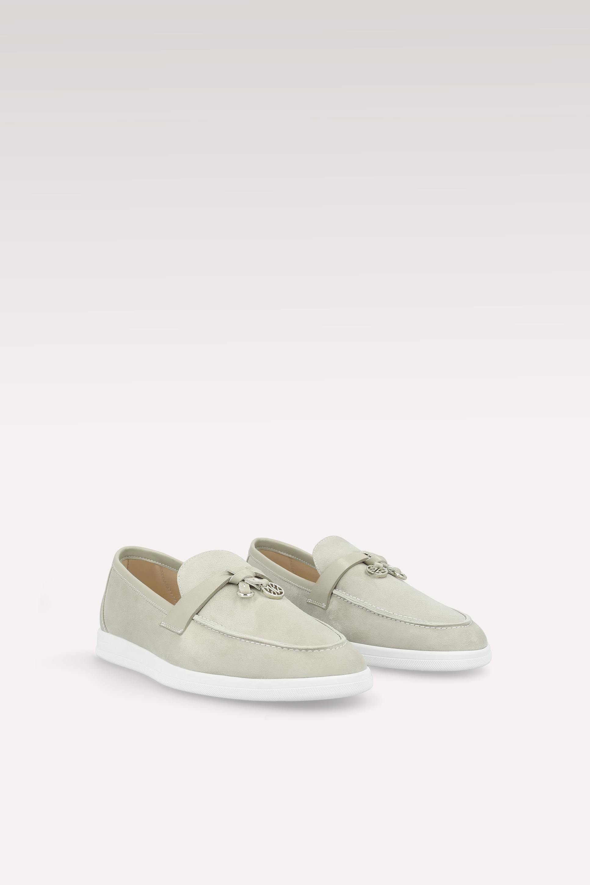PRIVE OFF WHITE SUEDE AND LEATHER LOAFERS