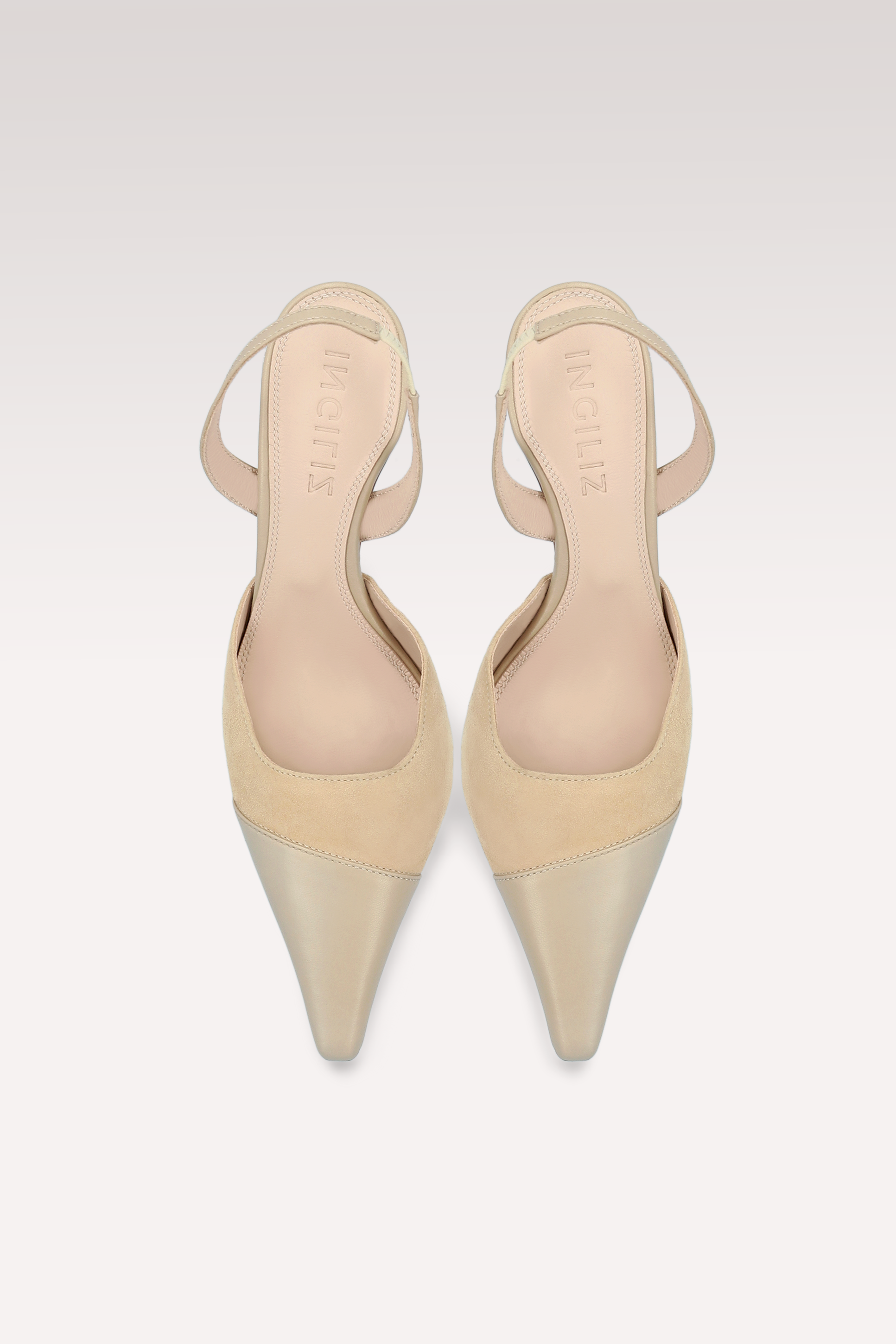 JODIE NUDE SUEDE AND LEATHER SLINGBACKS