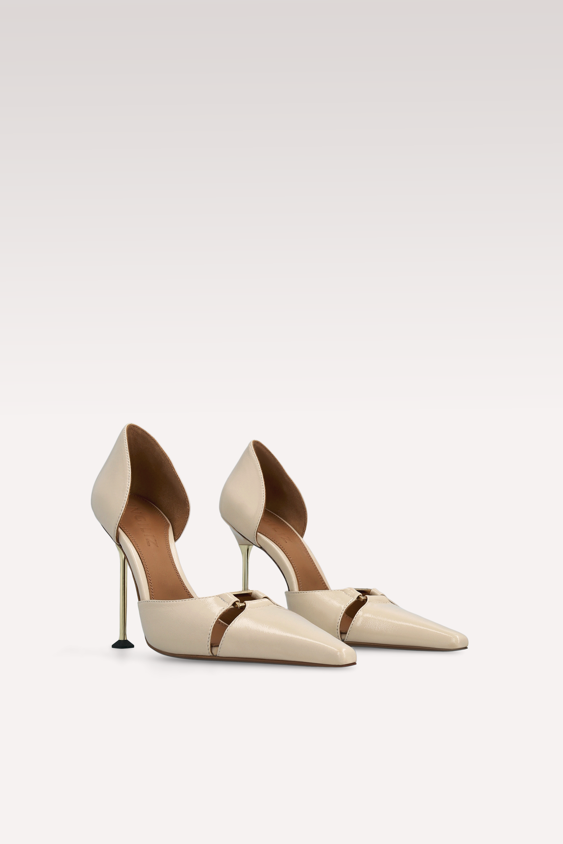 CHARLIZE BEIGE CREASED SHINY LEATHER PUMPS