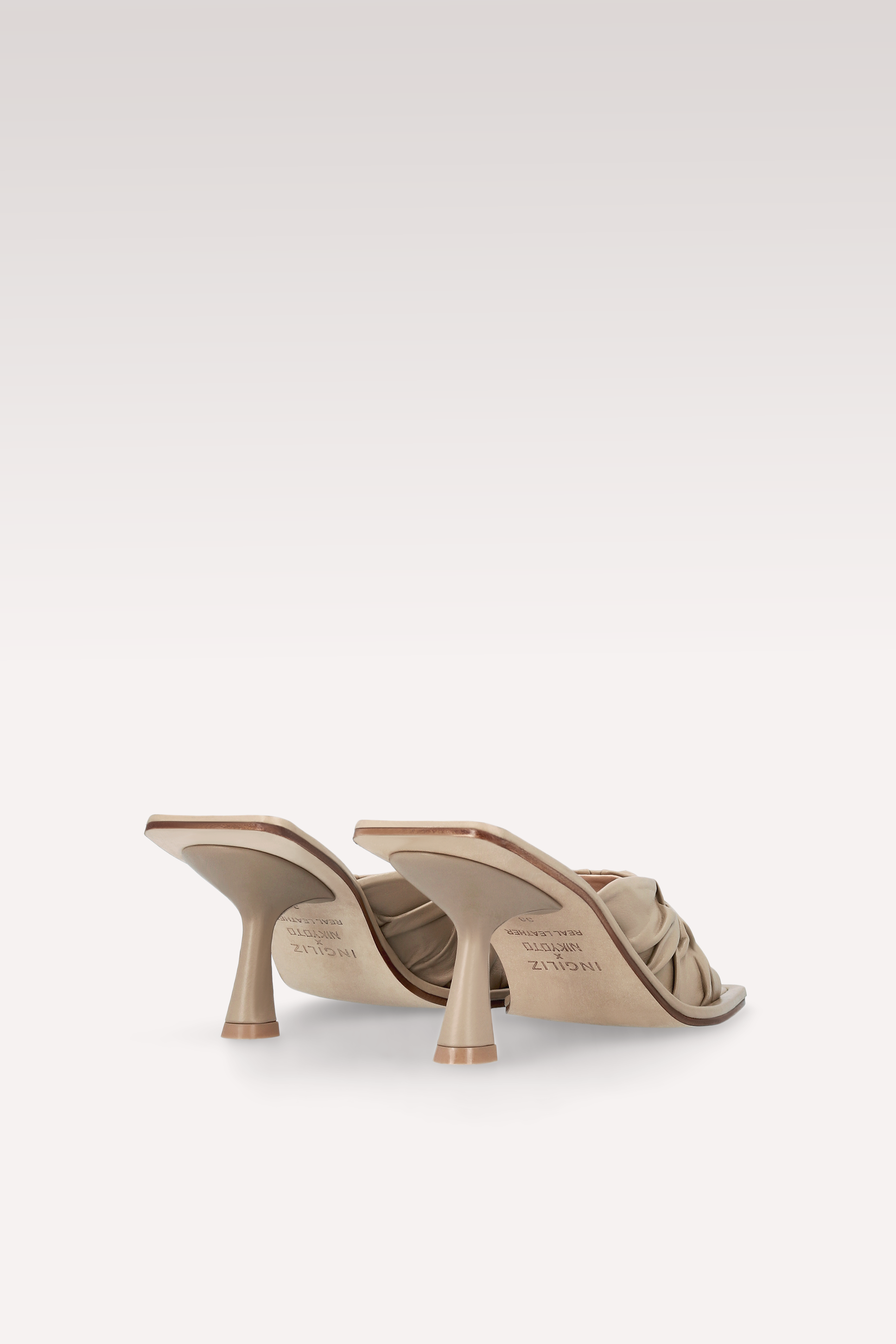 ZORI TAUPE LEATHER MULES
