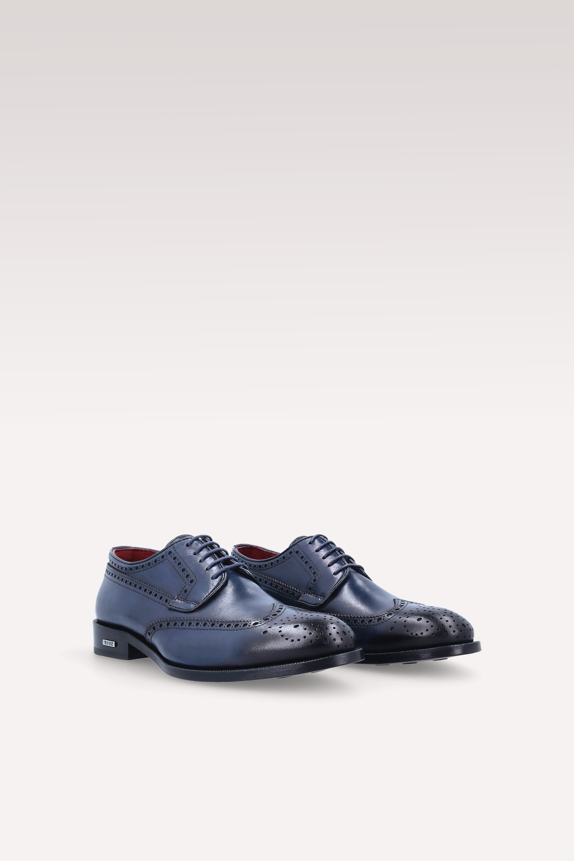 BERGAMO 01 BLUE LEATHER DERBY SHOES AND ALEN LEATHER BELT