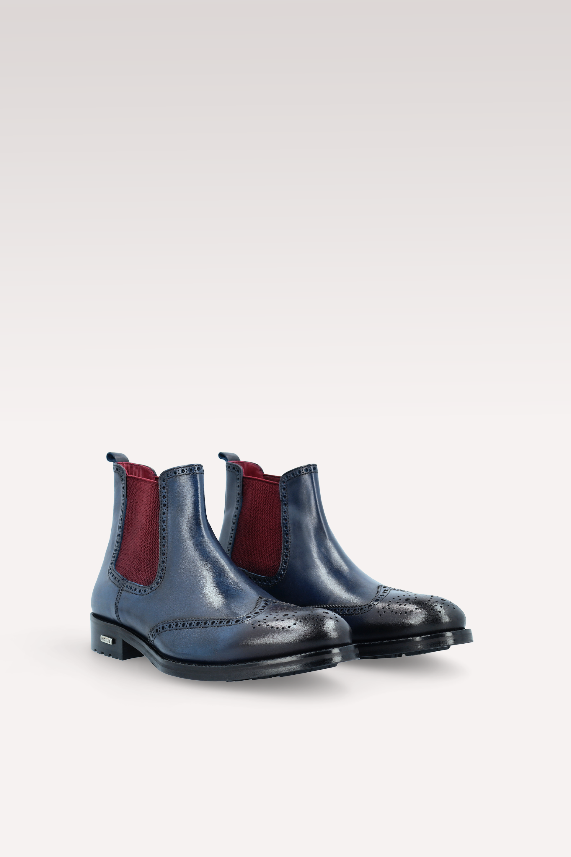 MODENA 01 DARK BLUE LEATHER CHELSEA BOOTS AND JASON LEATHER BELT