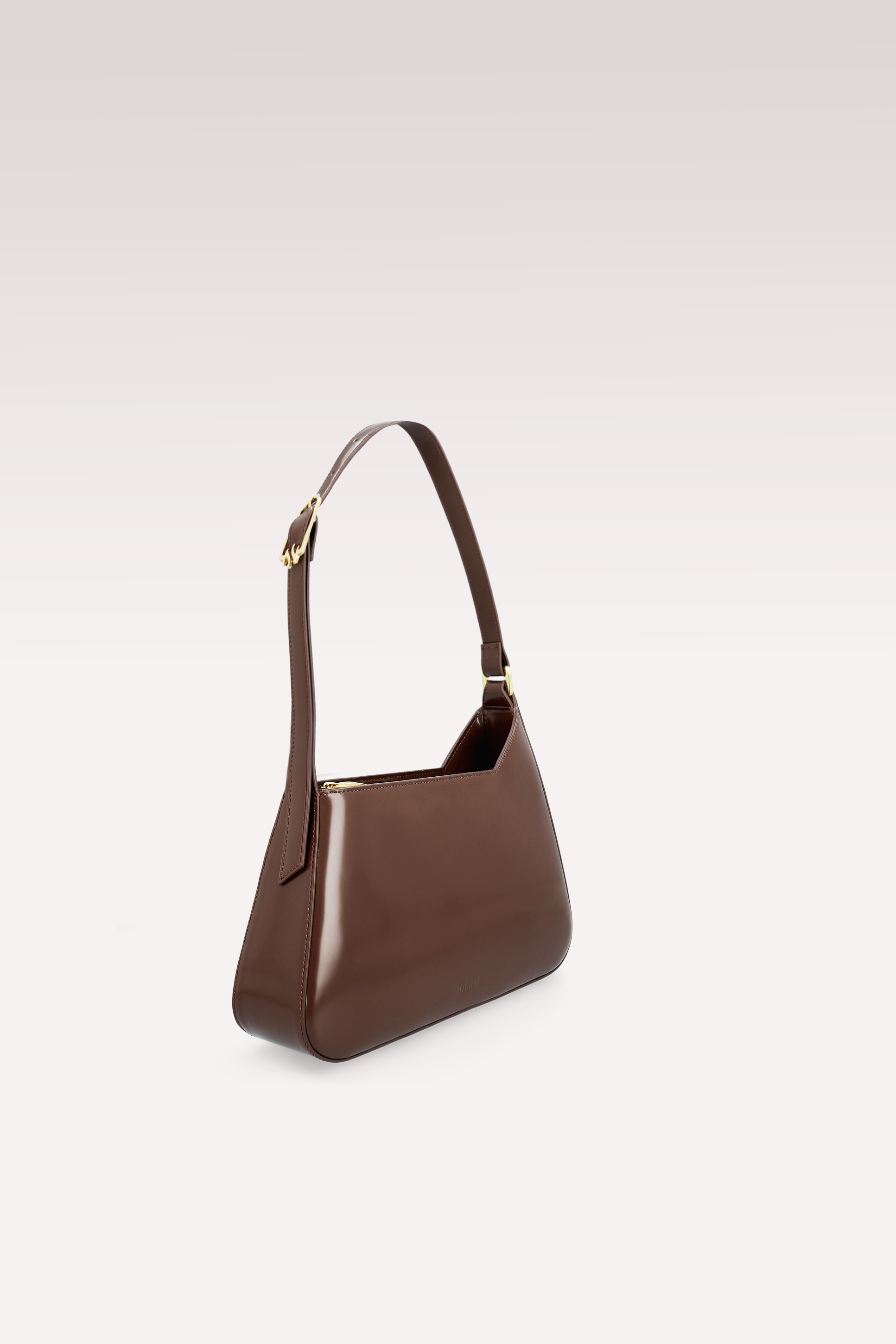BORSA A TRACOLLA DALIA IN PELLE SEMI VERNICIATA MARRONE