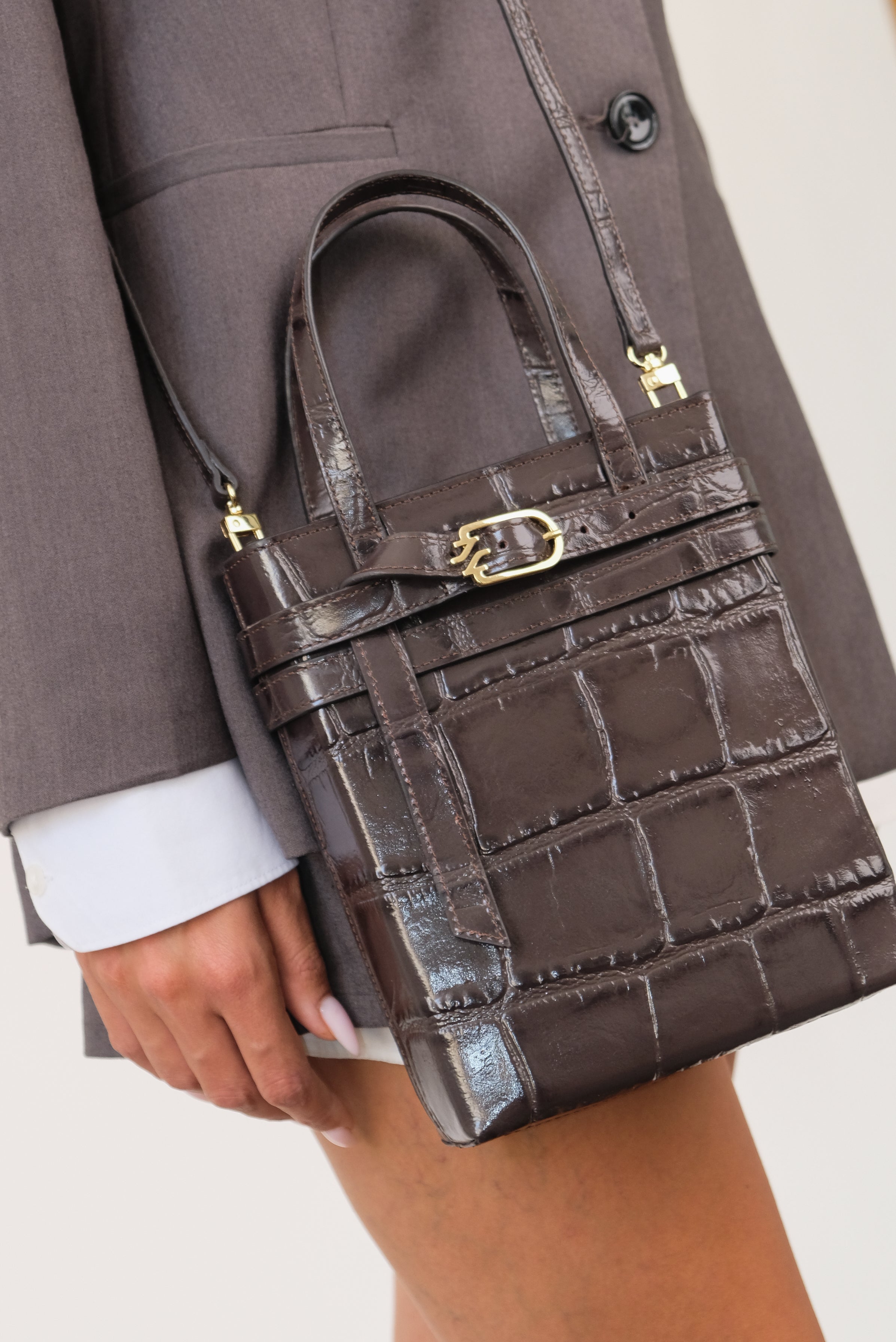 STIVALI IN PELLE STAMPATA COCCO EMMA BROWN E BORSA A TRACOLLA CARRIE