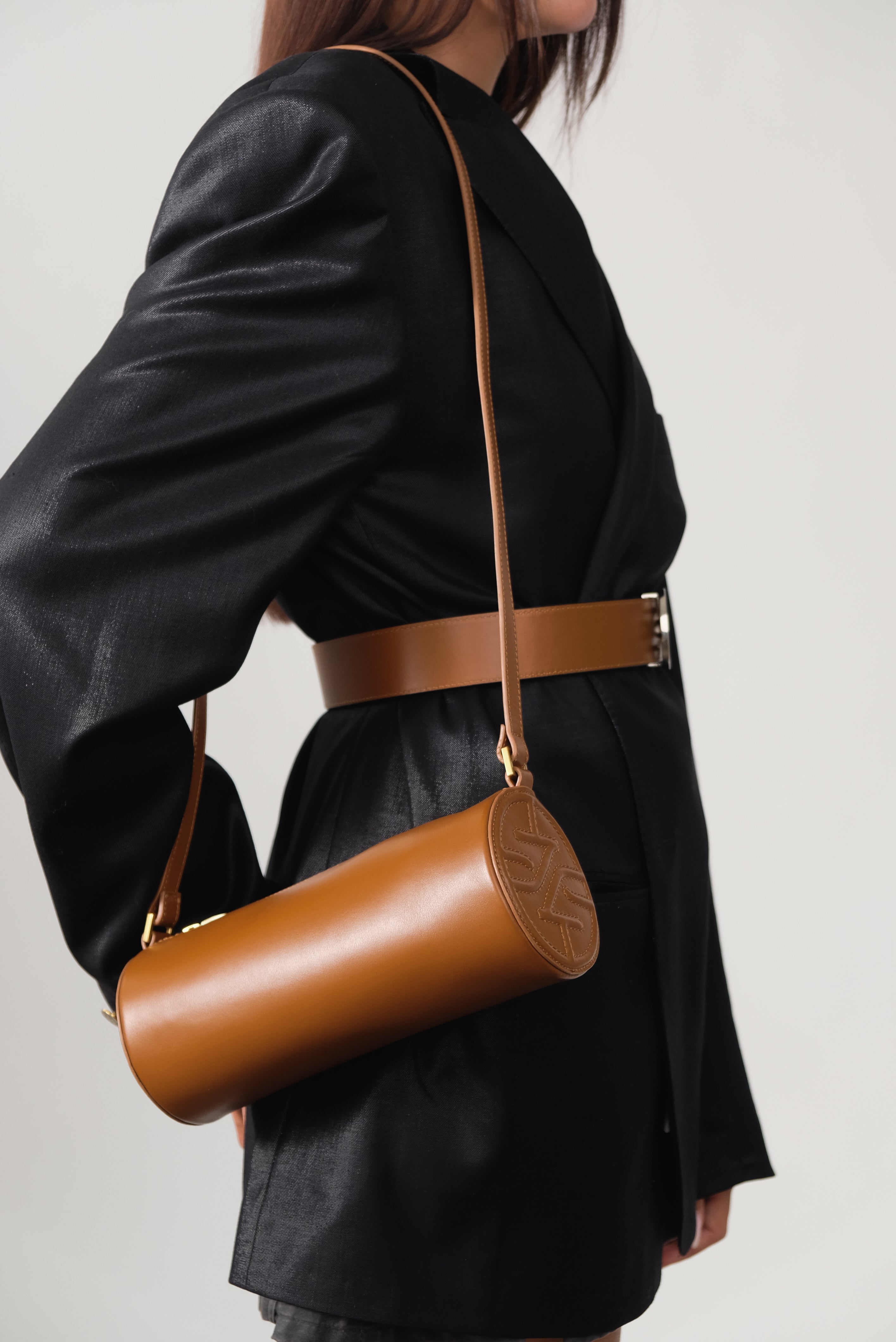 BORSA A TRACOLLA IN PELLE NAPPA MARRONE FIONA