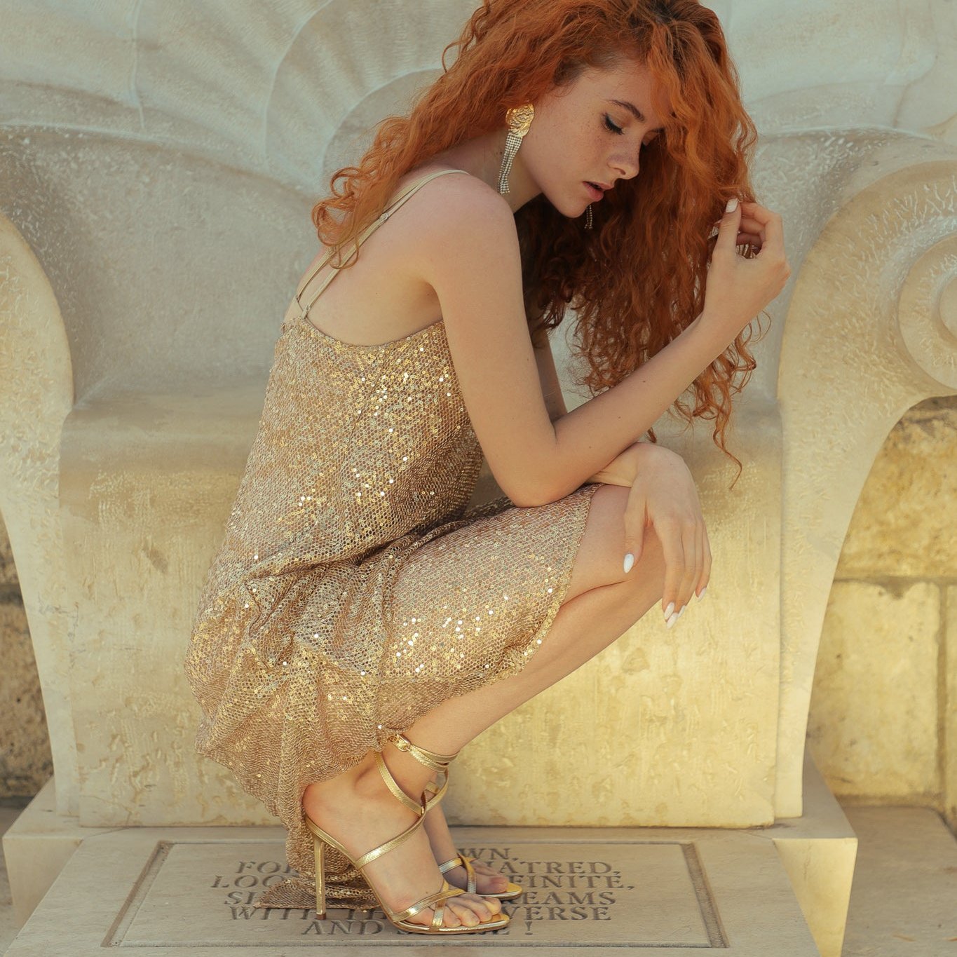 ATHENA 01 GOLD METALLIC LEATHER SANDALS