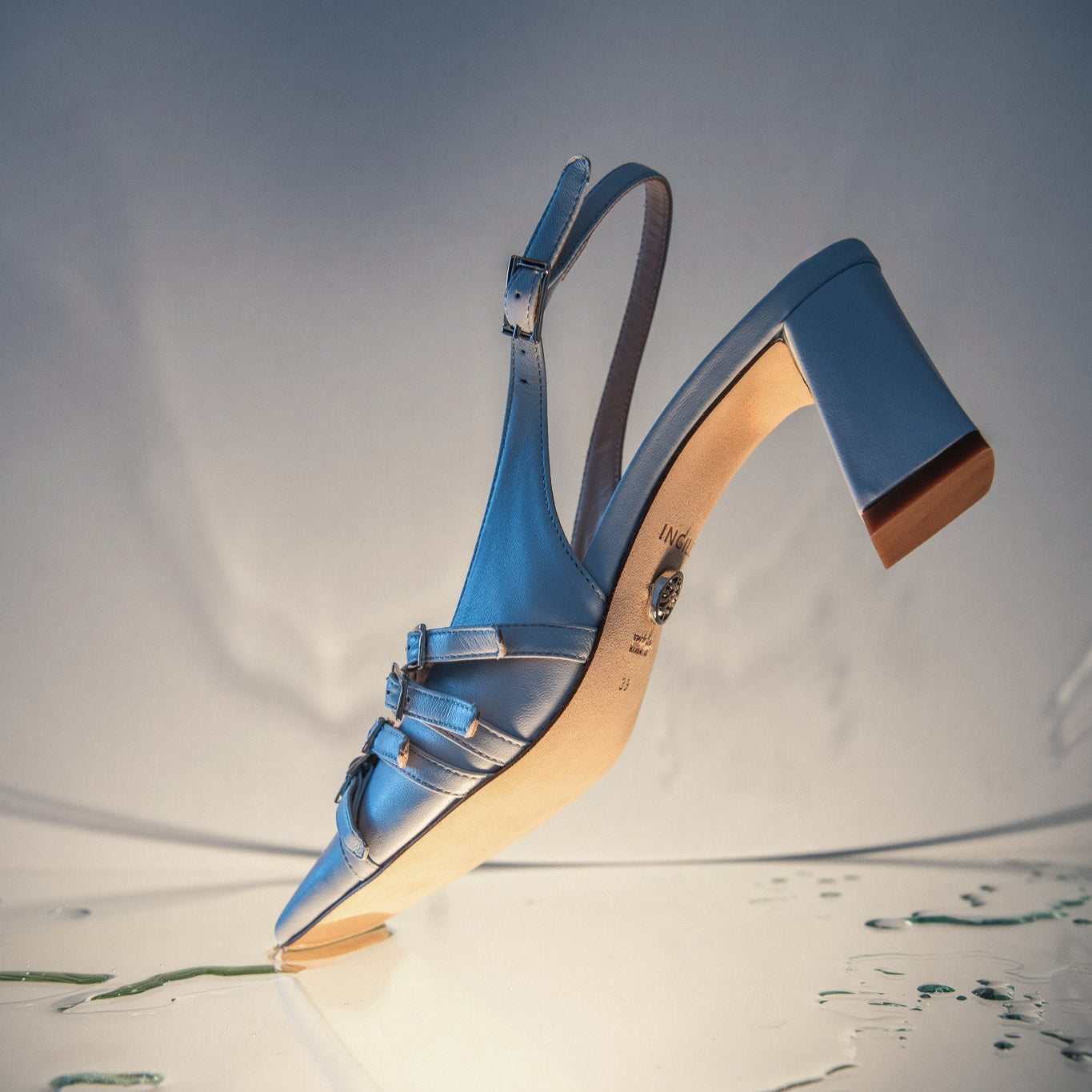 GEORGIA SKY BLUE SLINGBACK IN PELLE